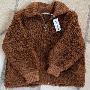 Misha & Puff Alpaca Knit Shag Jacket Mahogony
